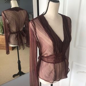 bebe - Silk Shirt Deep V Neck